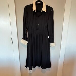 Zara Black Dress with White Collar and Cuffs
